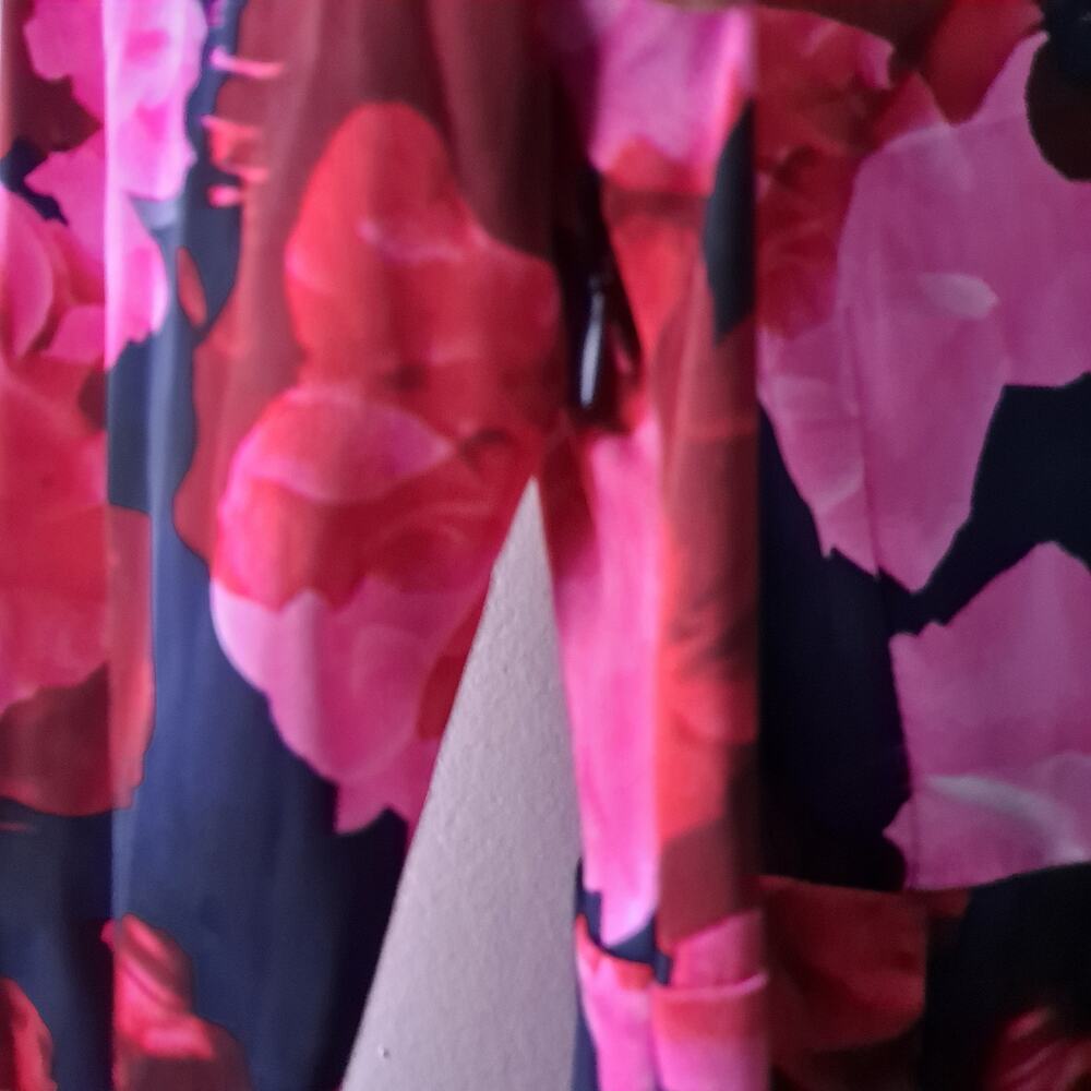NWT Nicole Miller Floral Dress Collared Midi Faux Wrap Pink Navy Womens Size 6 - Picture 10 of 15